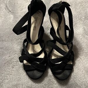 Geox Respira black strappy wedges